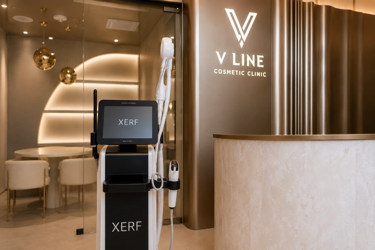 The XERF dual-frequency RF skin-tightening device at V Line Cosmetic Clinic, Los Altos