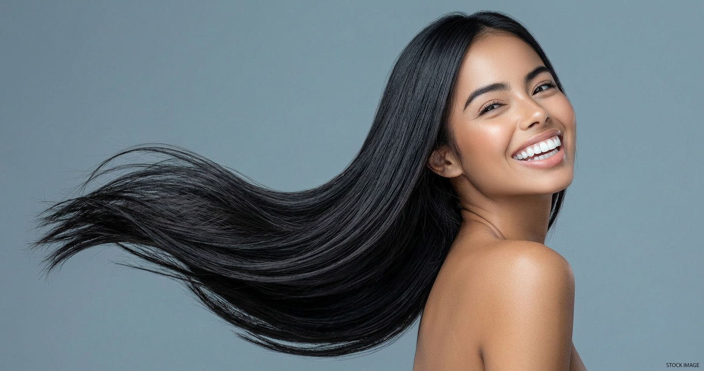 Model with flowing hair